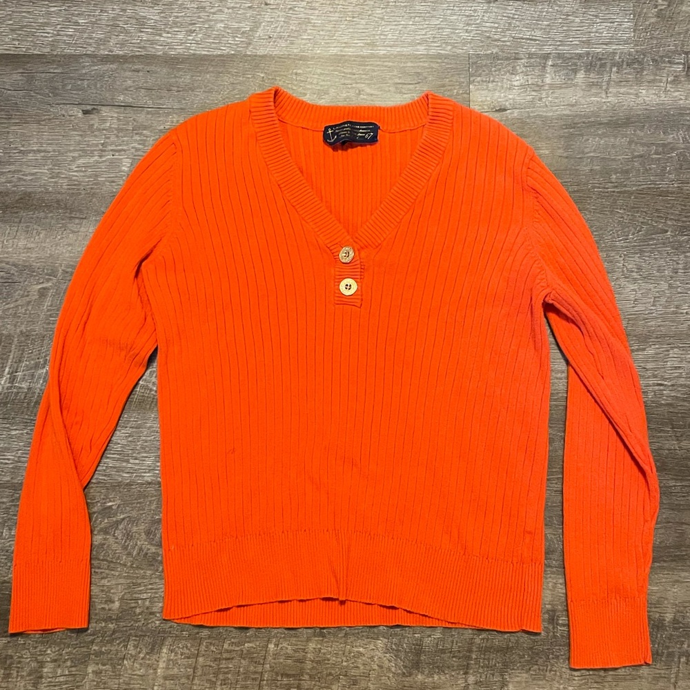 vintage bright orange ribbed sweater
